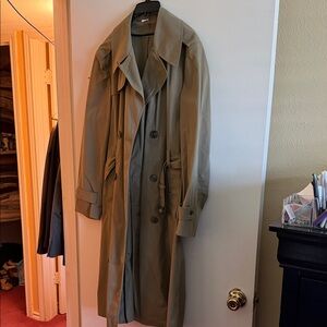 Men's Long Trench Coat in Olive Green